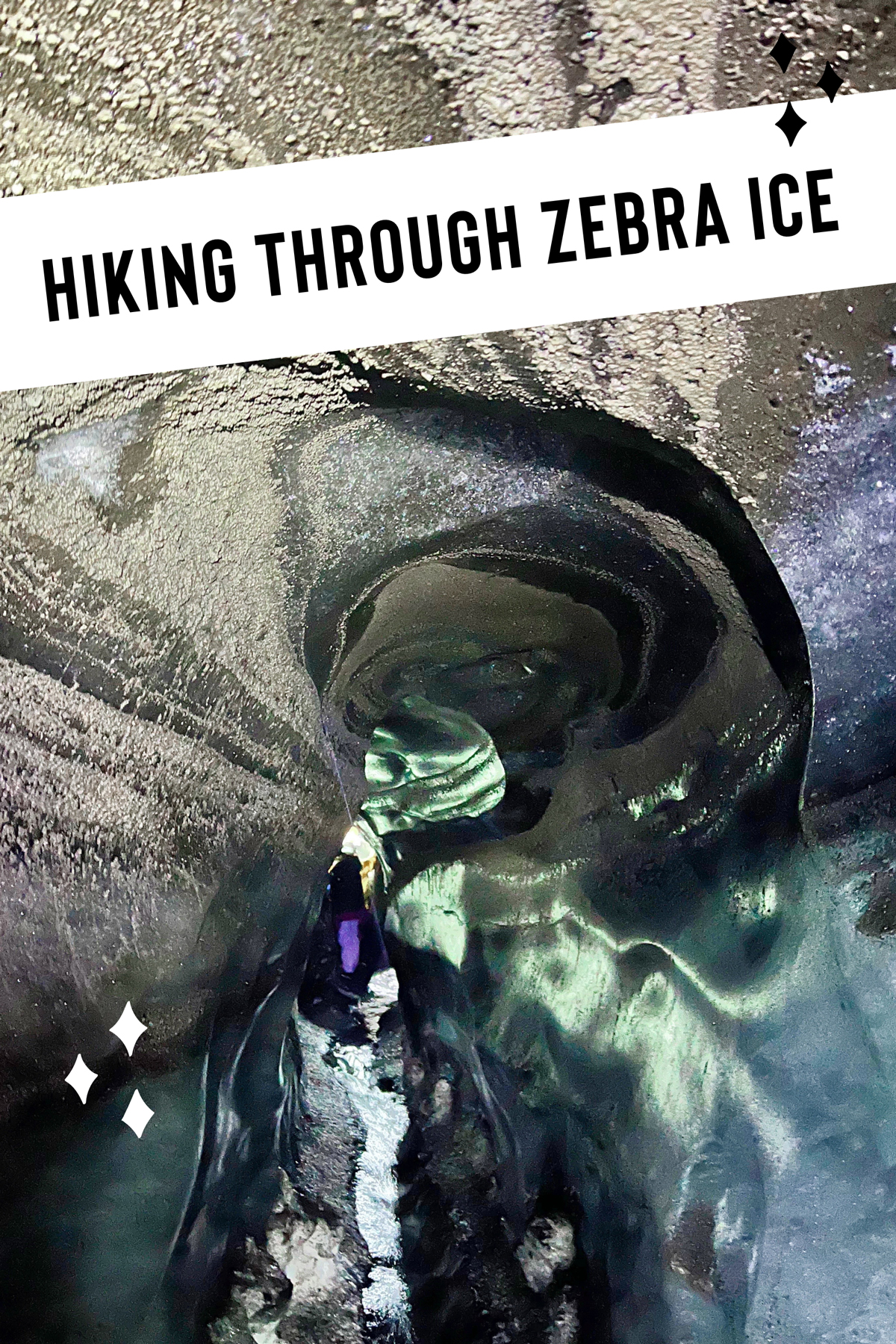 Hiking through Zebra Ice Katla Volcano