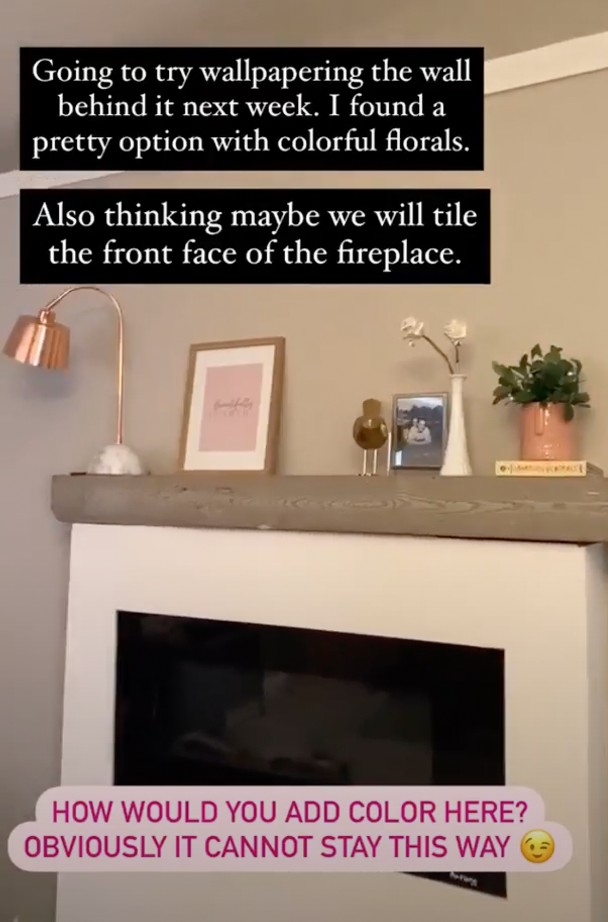 How to install a mantel on a hanging electric fireplace