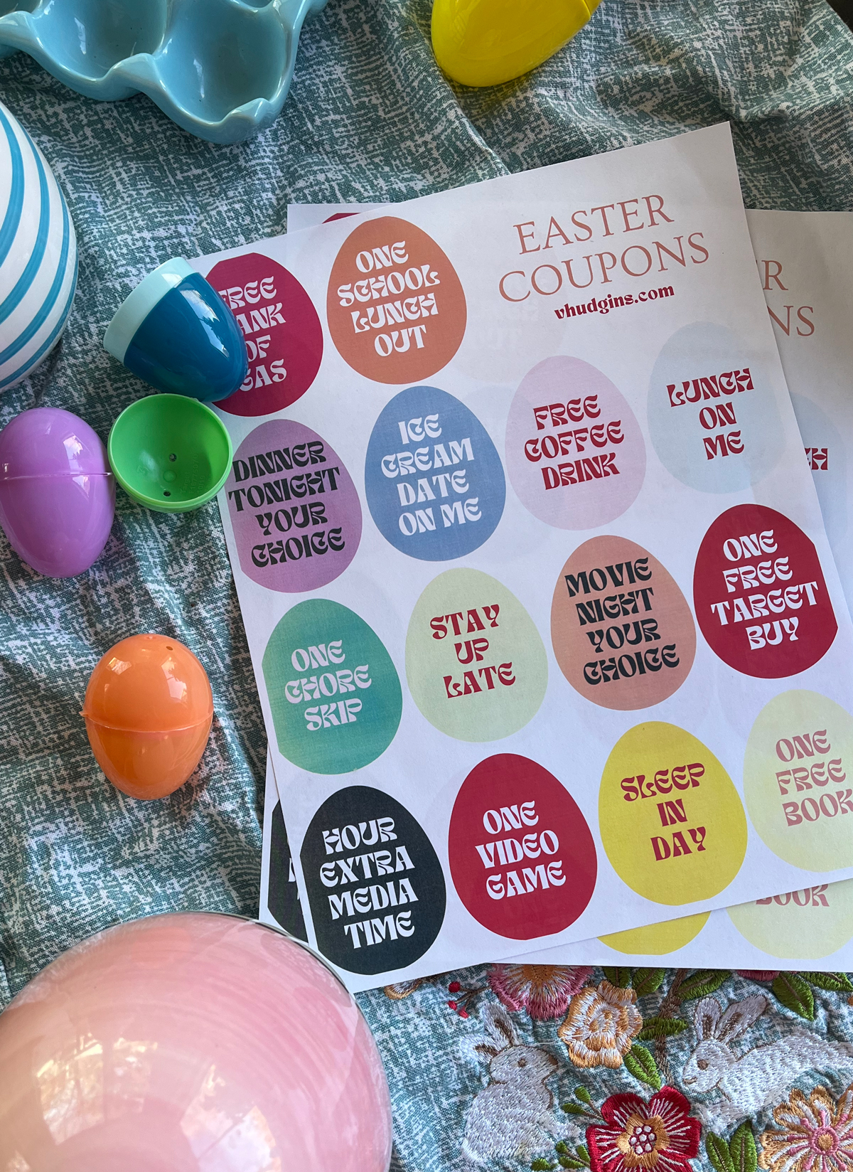 Free Printable easter Egg coupons for teens