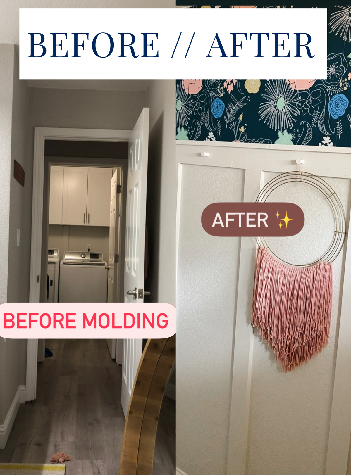 Small bathroom before after photos wall molding