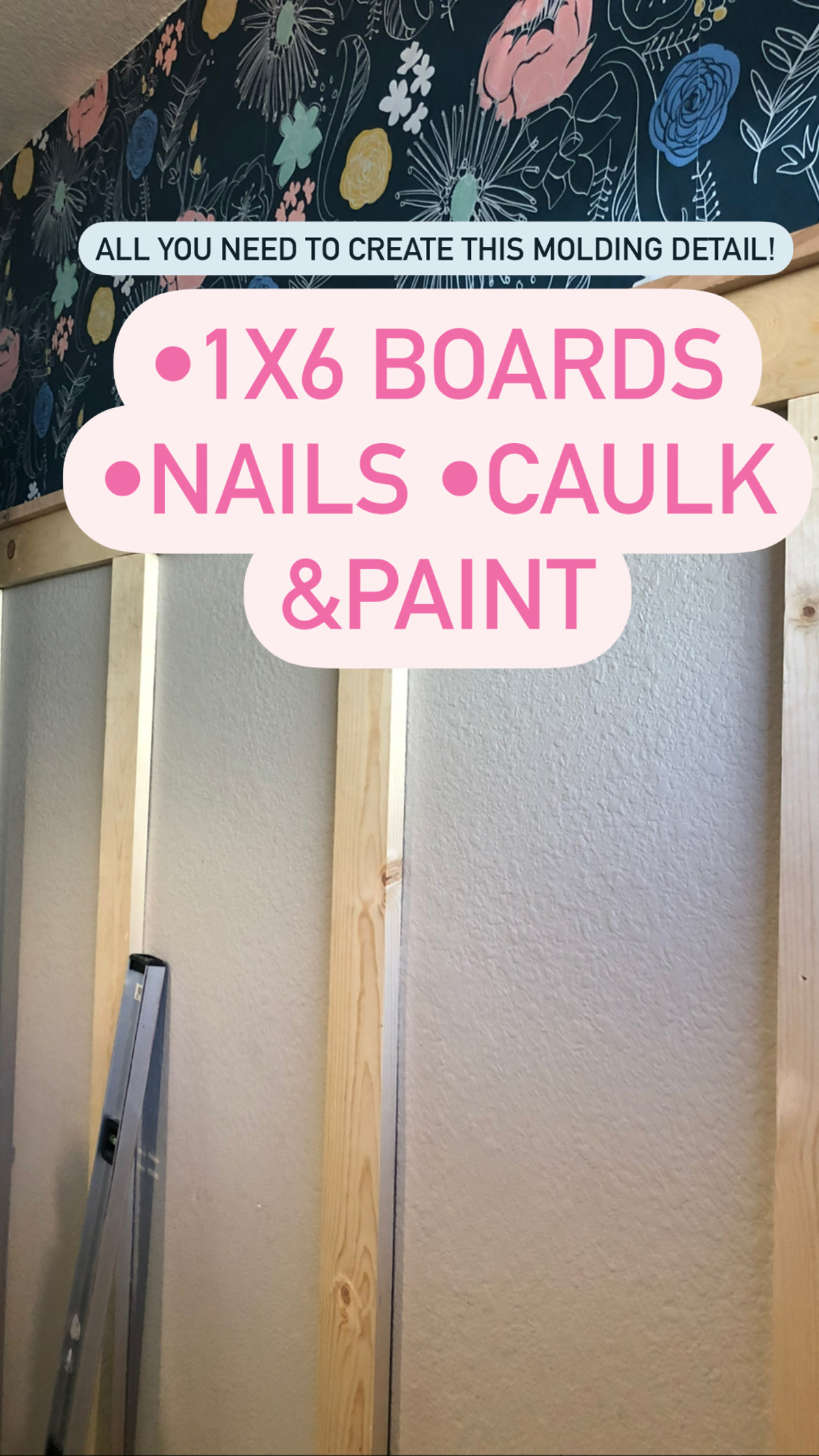 Supplies needed to add molding to a bathroom wall